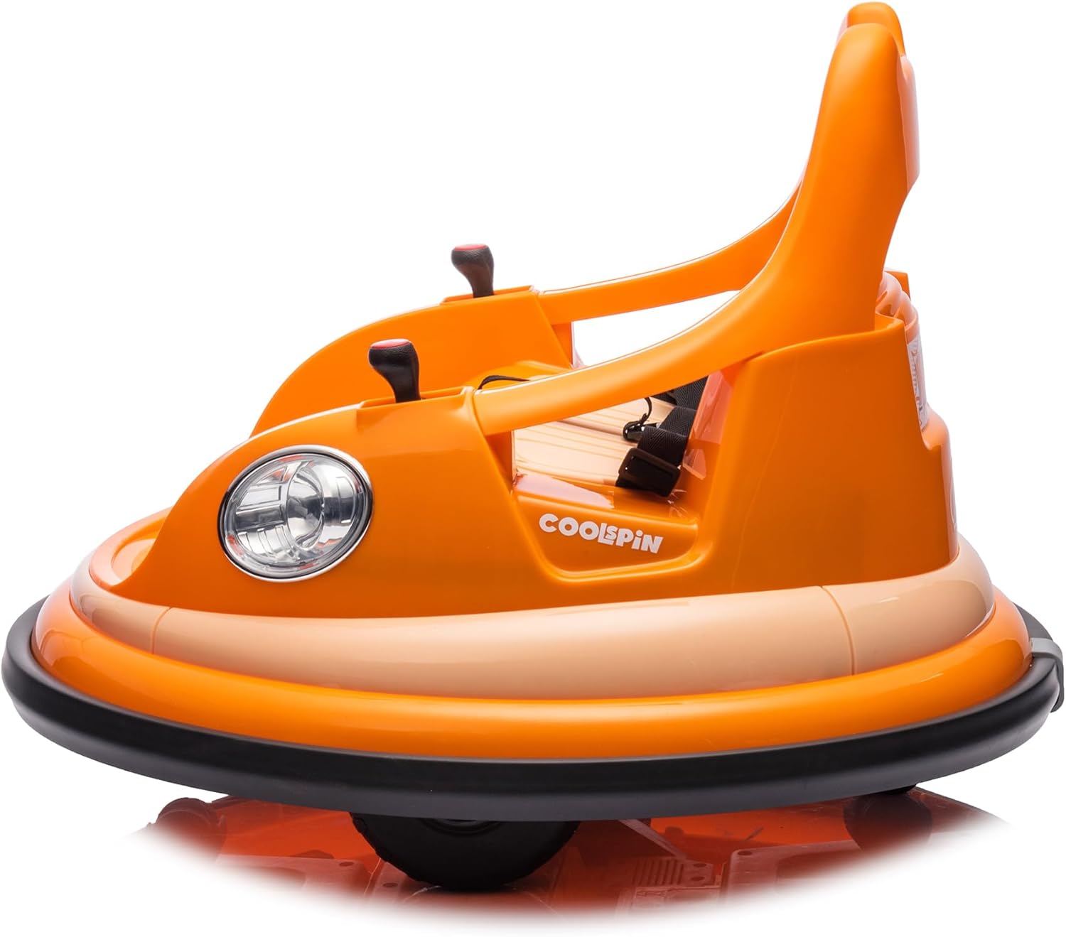 12V Bumper Car for Kids,Electric Ride-On Bumper Car W/Remote Control,Led Lights,360°Spin,with Anti-Collision Padding&Safety Belt Orange As Shown
