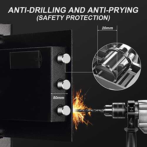 Tenamic Safe Box 2.2 Cuft Fireproof Waterproof Home Safe, Keypad Large Lock Box Cabinet Safes, Solid Alloy Steel Office Hotel Home Safe, Black
