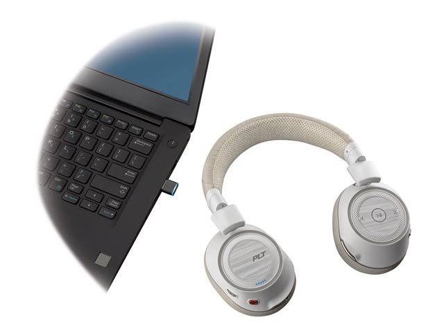 Poly Voyager 8200 UC Bluetooth Wireless Over-Ear Headphones with Mic and NFC - Noise-Canceling - Omni-Directional - White