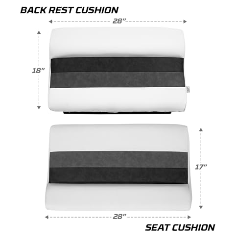 Wise 8WD95-1011 Deluxe Series 28" Pontoon Bench Seat Cushion Set (Base #8WD95-1B-221 Required to Complete), Grey/Navy/Blue