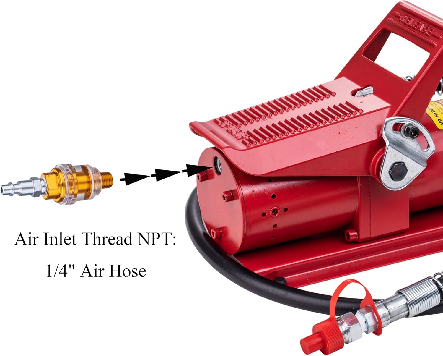 Taixinhyd Air Hydraulic Pump 10,000 PSI 10 Ton Porta Power Hydraulic Air Foot Pump Control Lift with Air Line Lubricator Hose