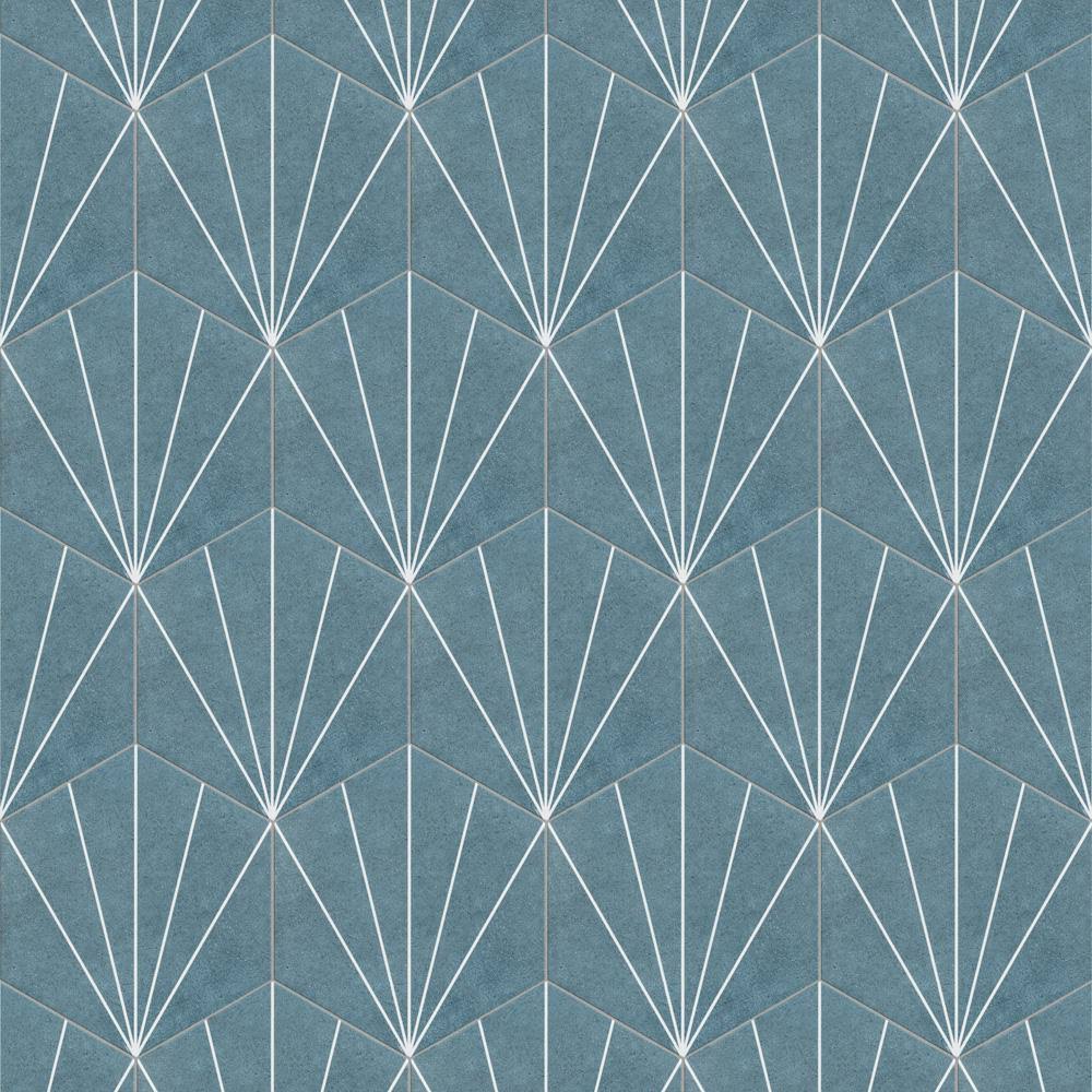EliteTile Aster Hex Azul Encaustic 8-5/8 in. x 9-7/8 in. Porcelain Floor and Wall Tile (11.56 Sq. ft./Case)