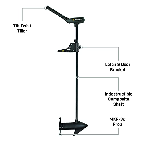 Minn Kota Pontoon Freshwater Hand-Steer Bow-Mount Trolling Motor with Latch & Door Bracket, 52" Shaft