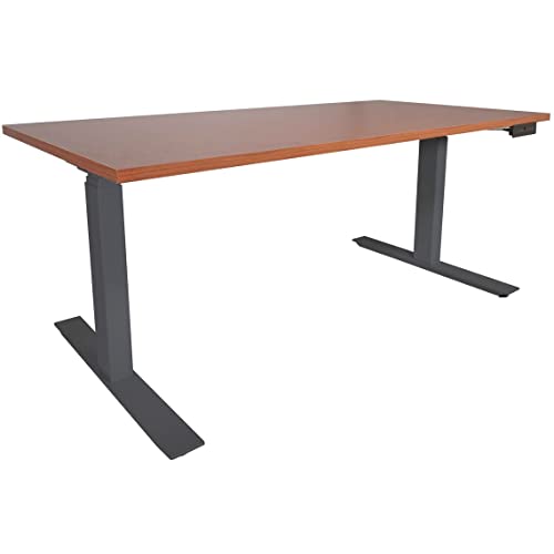 Titan A6 Adjustable Sit/Stand Desk 60"x30" Cherry Wood Finish Black Frame