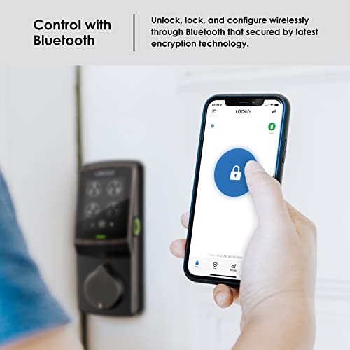 Lockly Smart Lock Model 7S, Bluetooth Smart Door Lock, Keyless Entry Door Lock, Touchscreen Keypad, App Control, eKeys and Offline Access Code, Auto Lock - Satin Nickel (PGD7SSN)