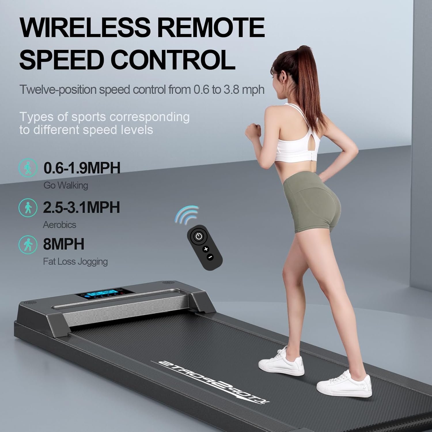 2 in 1 Portable Home Walking Pad, 2.5HP Office Under Desk Treadmill, Remote Control Walking Pad Treadmill Max Speed 3.8 MPH, Max Weight 300 lbs, Compact Treadmill with LED Display