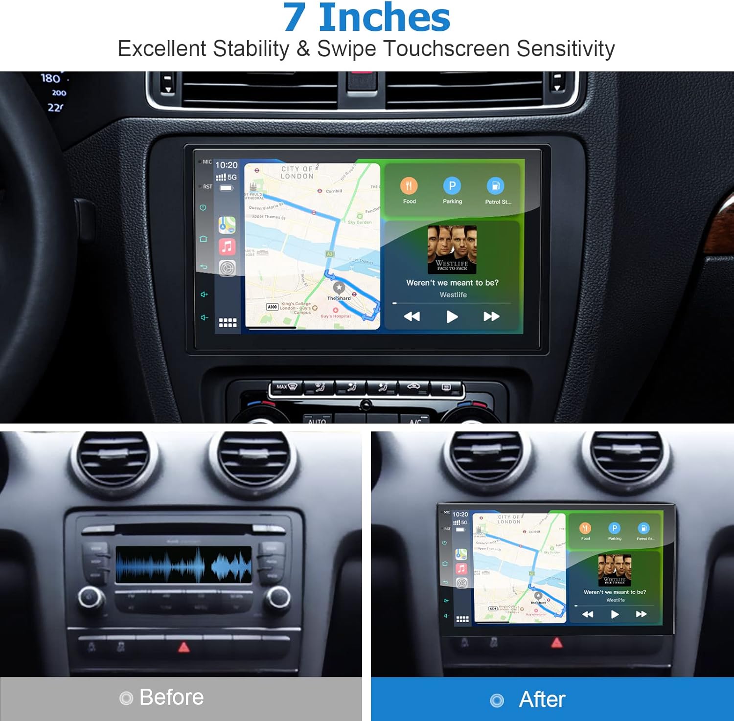 Double din Car Stereo Built in Wi-Fi for Wireless CarPlay Android Auto Mirror Link, 10.1 IPS Touchscreen Car Radio, Head Unit Support Bluetooth 5.0 AHD Backup Camera USB RDS Mic SWC AOLVO OXf8