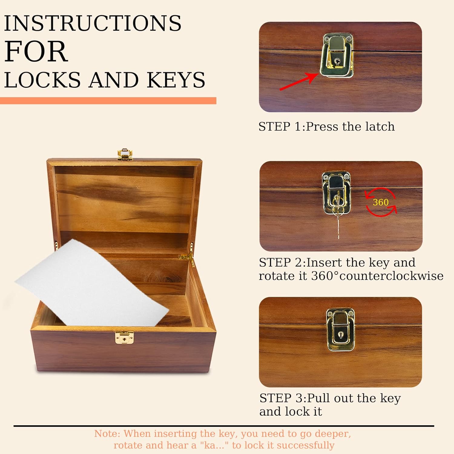 Wood Box Large Keepsake Boxes with Hinged Lids Solid Wooden Storage Boxes with Lock Big Sturdy Treasure Chest Decorative Stash Memory Gift Box for Office Home Decor (Large) Pack of 2