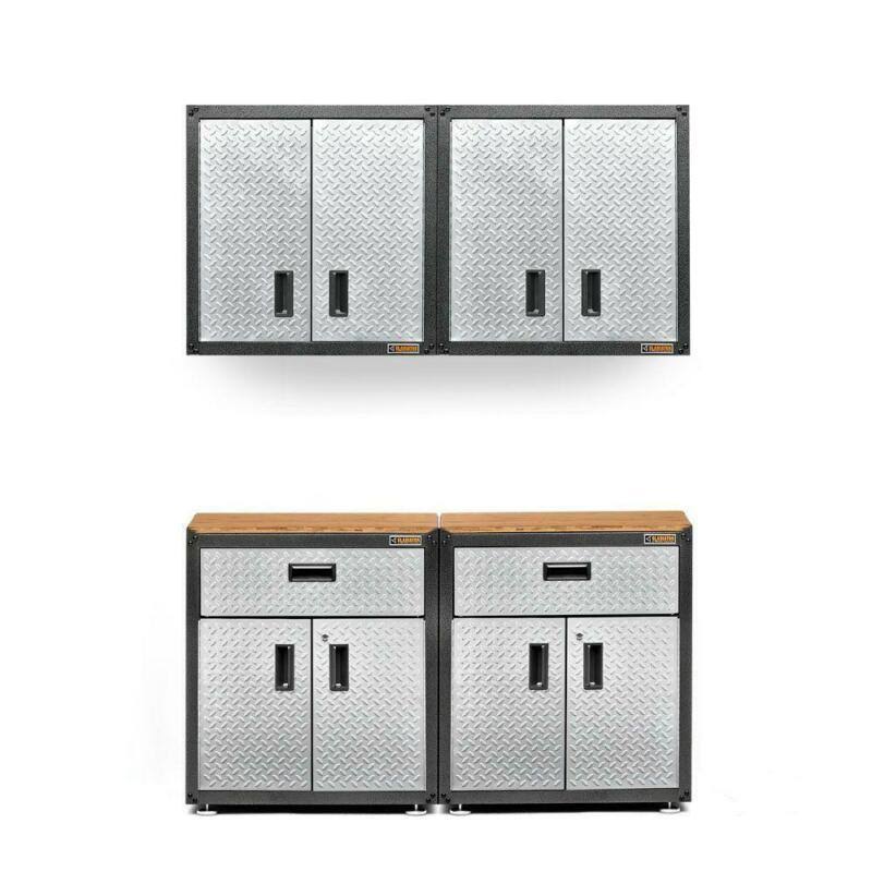 28-In Home Garage Storage Organizer Wall Mount Cabinet Tool Box Silver Tread