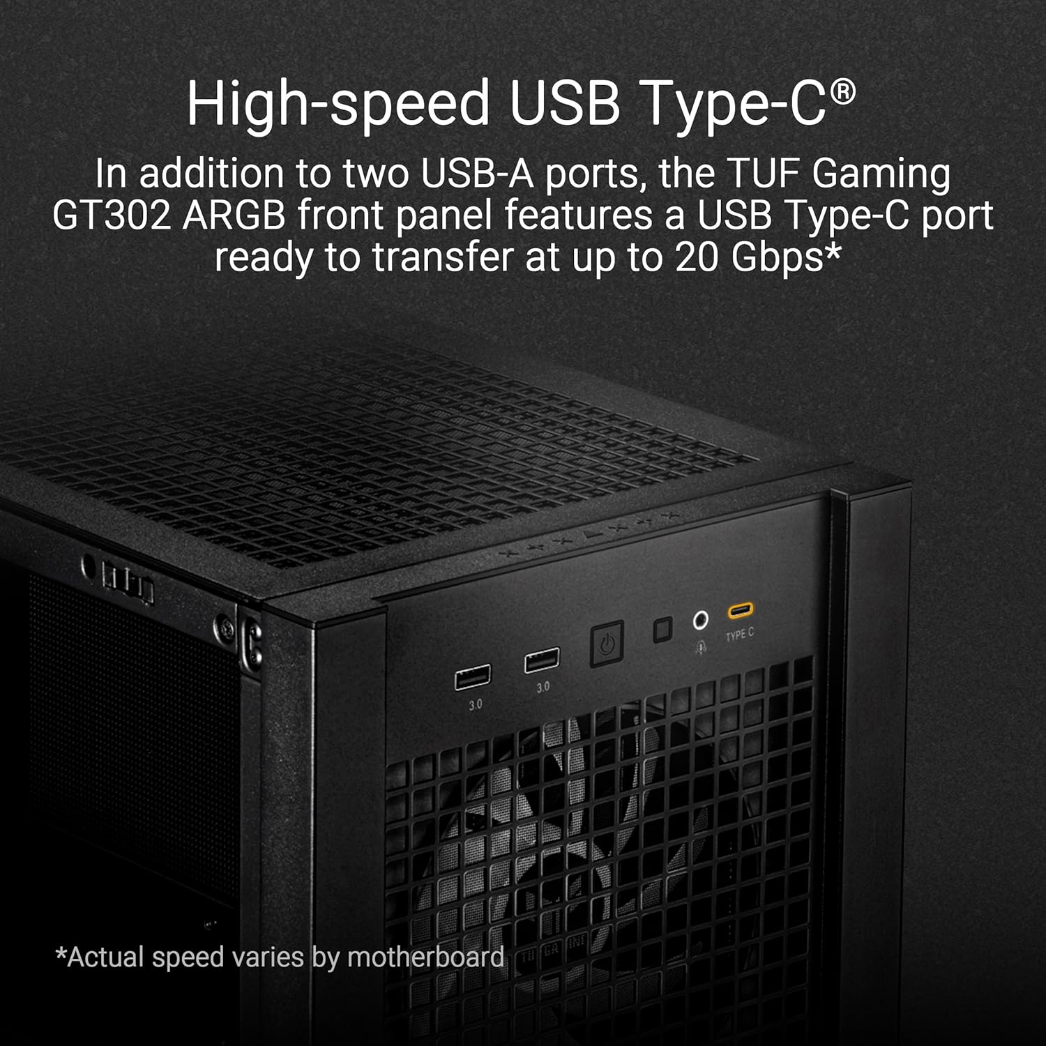 ASUS TUF Gaming GT302 ARGB ATX Mid-Tower PC Case – Four 140 x 28 mm ARGB Fans for High Airflow, Interchangeable Tempered Glass or Mesh Side Panels, Supports BTF Hidden-Connector Motherboards | Black