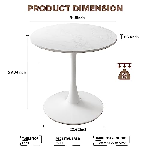 47.24" Round Dining Table for 4-6 People,Mid-Century Tulip Dining Kitchen Table,MDF Tabletop and Pedestal Dining Table,Easy Assembled End Table Leisure Coffee Table,White