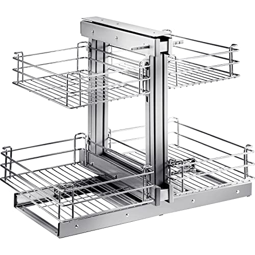 VEVOR Swing Left Blind Corner Cabinet Pull Out for 36 inch Cabinet, 2 Tier Tray Kitchen Soft Close Cloud Organizer Right Handed Open