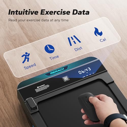 MERACH Walking Pad, Small Treadmill for Home & Office, Under Desk Treadmill with Max 3.8MPH 40 dB, 2 in 1 Quiet Portable Mini Treadmill with Remote Control, APP, LED Display