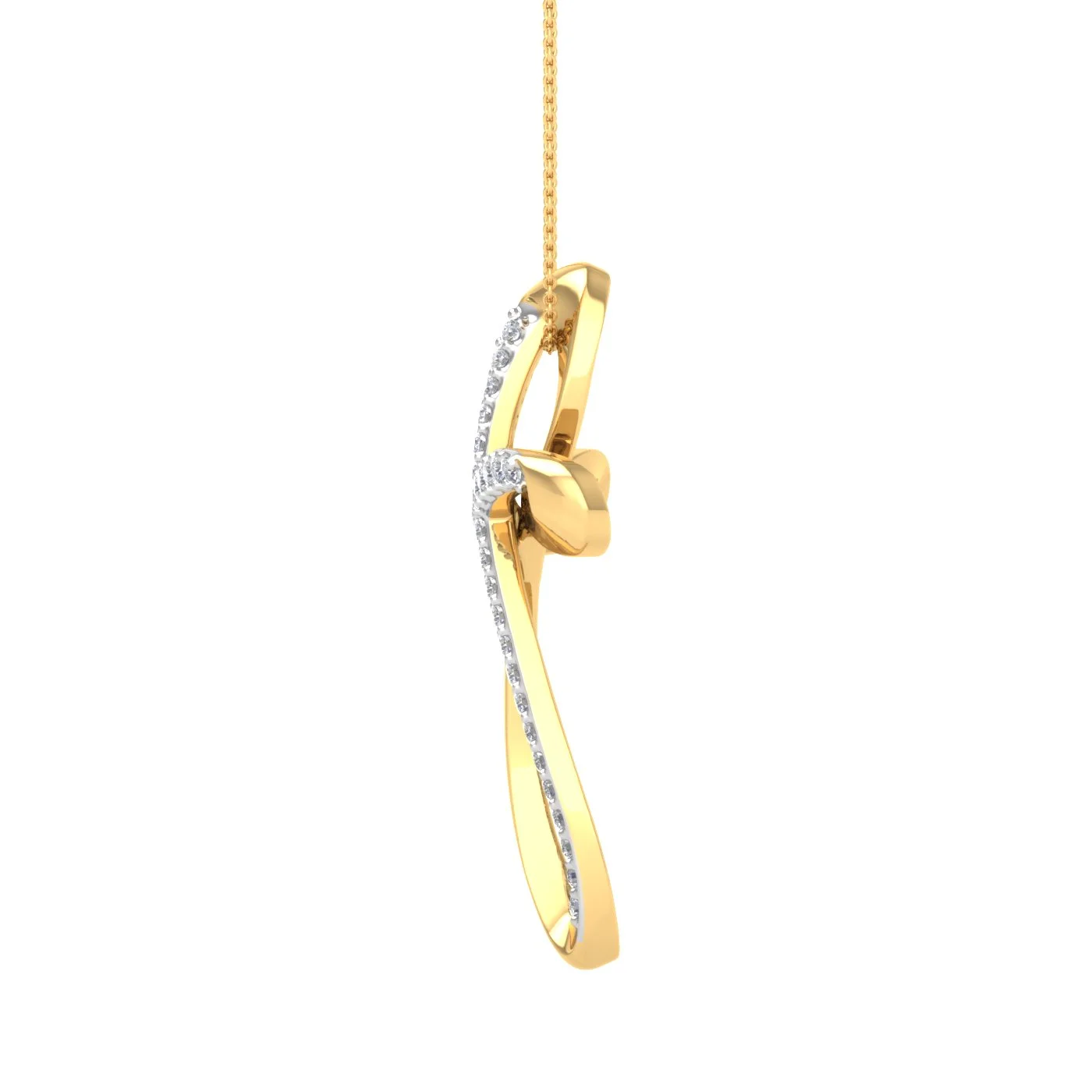 18K Yellow Gold over Sterling Silver Womens Round Diamond Cross Pendant Necklace (0.15 Carat) (I1-I2 Clarity)