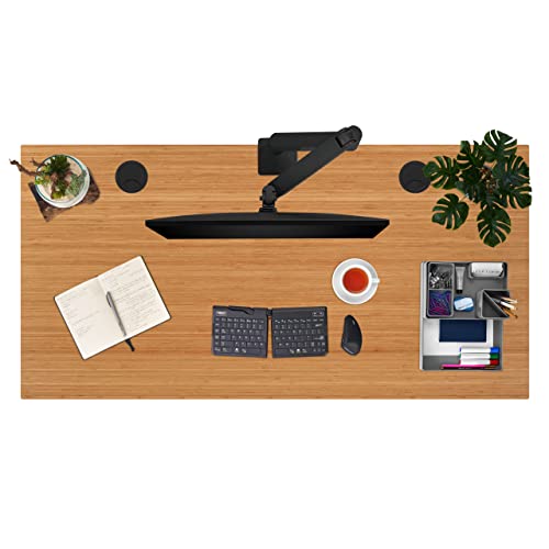 Uplift Desk Bamboo (48 x 30 inch) Standing Desk 2-Leg V2 Adjustable Stand Up C-Frame (Gray), Advanced Keypad, Wire Grommets, Wire Tray, Rocker Board