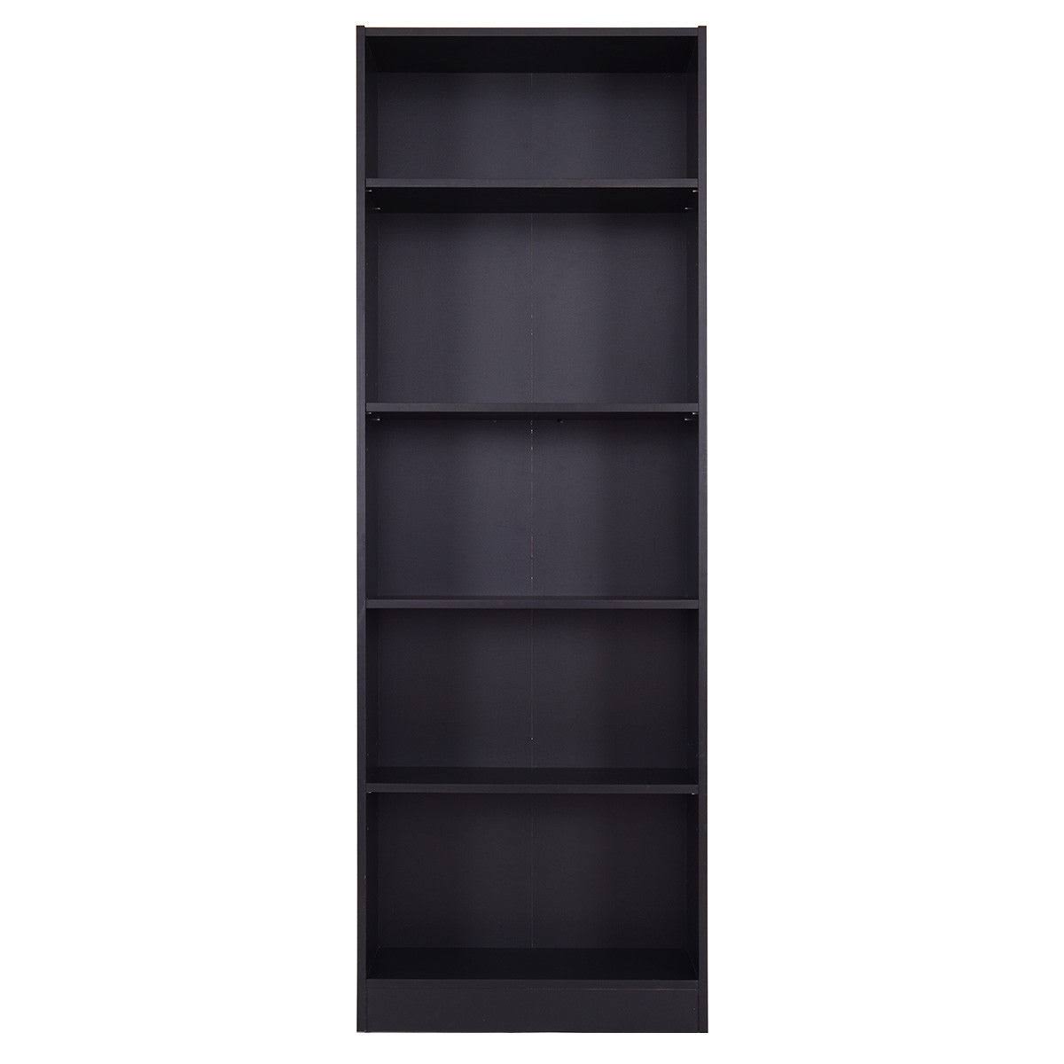 Modern 5 Tier Storage Media Shelf Cabinet Bookcase