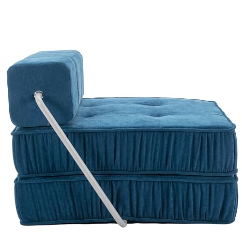 Folding Sofa Bed,Futon Sleeper Chair,Convertible Chair Floor Couch & Sleeping Mattress for Living Room,Guest Room,Home Office,Apartment,Small space,Removable Back Cushion (Gray)