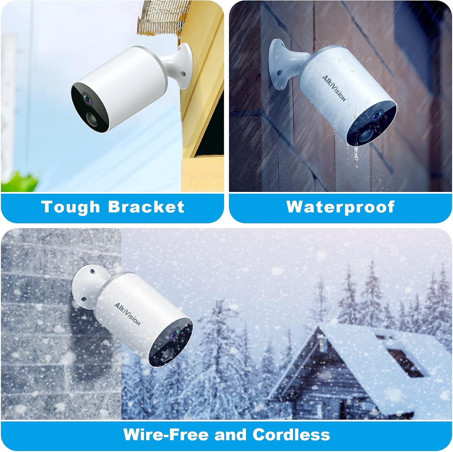 Security Camera Outdoor, Wireless WiFi Waterproof 1080p HD Video Rechargeable Battery Powered Surveillance Cameras for Home Security, Night Vision, Motion Detection, 2-Way Audio and SD Slot