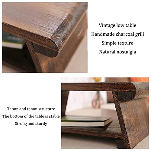 Foldable Coffee Table 2-Story Japanese Tatami Table Coffee Table with Storage Shelf Retro Meditation Low Table (Size : 50x30x20cm)