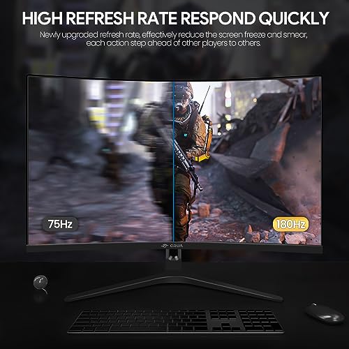 CRUA 30Inch Ultrawide Curved Monitor, 21:9 WFHD(2560x1080P) VA Computer Monitor, 120% sRGB 100HZ 1500R PC Monitors Support FreeSync, Wall-Mounted, with HDMI/DP Display Port-Black
