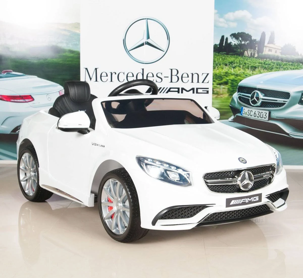 Mercedes-Benz S63 Ride on Car Kids RC Car Remote Control Electric Power Wheels w/ Radio u0026 MP3 White