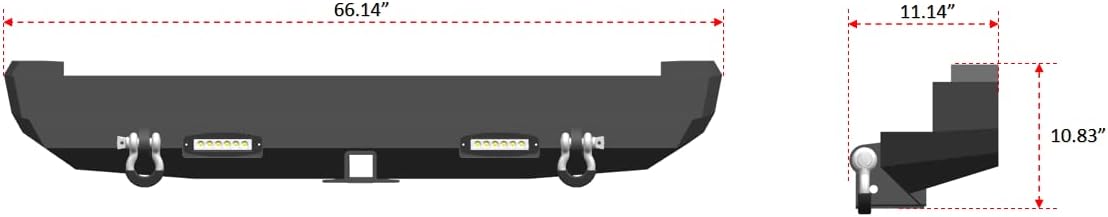 Ronghui WJ Textured Black Steel Rear Bumper with Spare tire rack and 2'' Hitch Receiver Compatible with 1999-2000-2001-2002-2003-2004 Grand Cherokee WJ