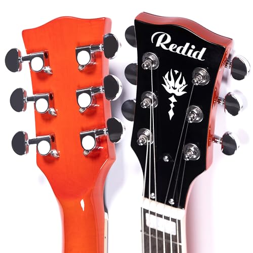 Redid Semi-Hollow Body Electric Guitar RD-100 Jazz Guitar with F-Hole,Maple neck,humbucker Pickups(Brown)