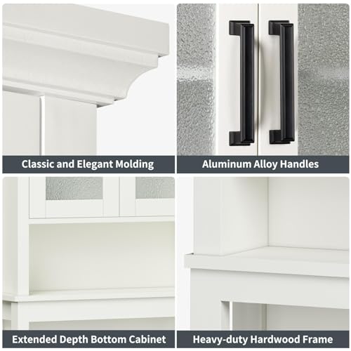 Over The Toilet Storage Cabinet, Over Toilet Bathroom Organizer with Glass Doors and Adjustable Shelf, Thicken Frame above Toilet Storage Cabinet Behind Toilet Bathroom Organizer, Espresso
