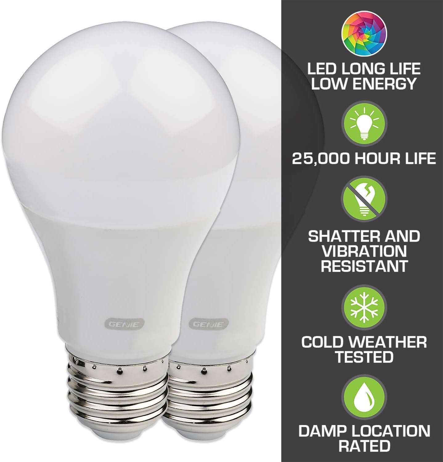 Genie 7155-TKV Smart Garage Door Opener StealthDrive Connect - Ultra Quiet Opener, WiFi, Battery Backup - Works with Alexa & Google Home and GLEDB2-R2 2 Pack Garage Door Opener LED Light Bulb, 4000K