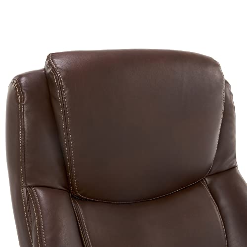 La-Z-Boy Delano Big & Tall Executive Office Chair, High Back Ergonomic Lumbar Support, Bonded Leather, Black with Weathered Gray Wood