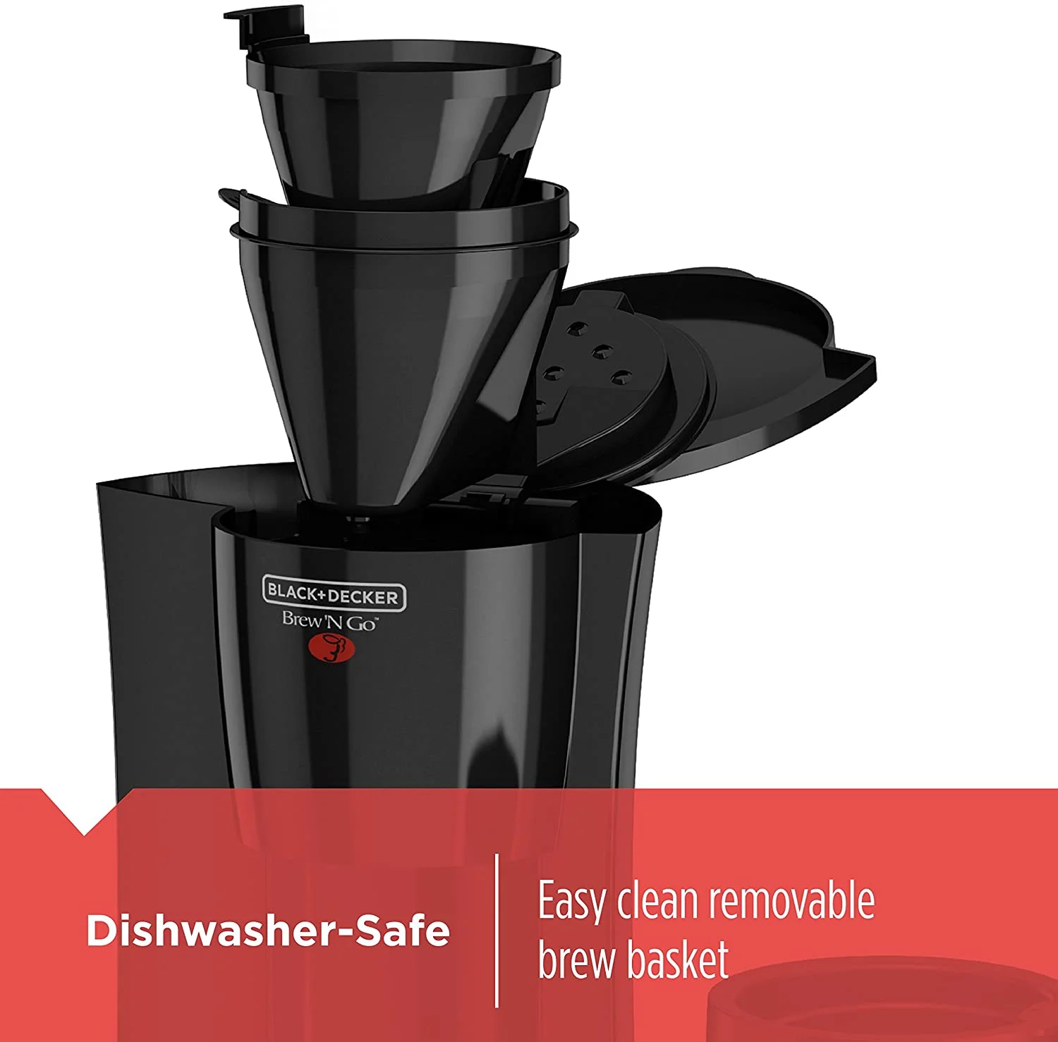 BLACK+DECKER Brew 'n Go Personal Coffeemaker with Travel Mug, Black/Beige, DCM18