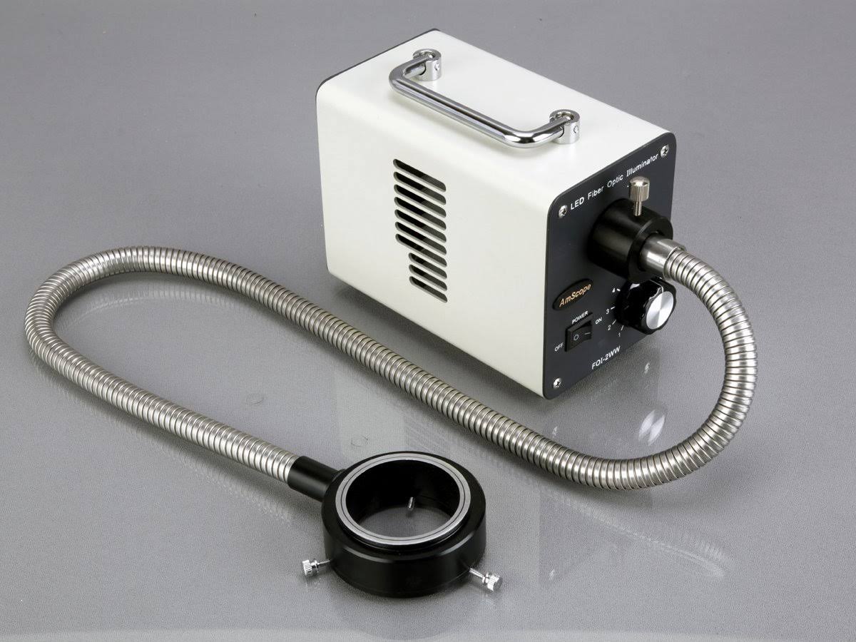 Amscope 20W LED Fiber Optic O-Ring Light Microscope Illuminator
