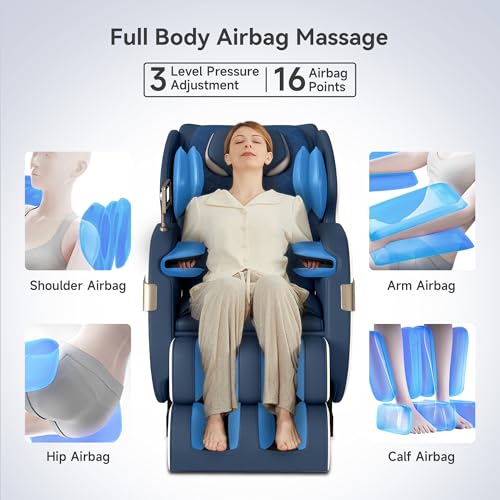 Real Relax 2025 Dual Core S Track Massage Chair,Full Body Airbags Massage Recliner,Zero Gravity with APP and LCD Control,Lower Back and Calf Heating,Foot Roller,Bluetooth,Home or Office Use,Black