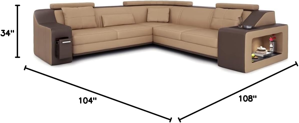 Modern Corner Leather Sofa Sectional Couch Furniture Brown Leather Sofa - BULLHOFF by Giovanni Capellini