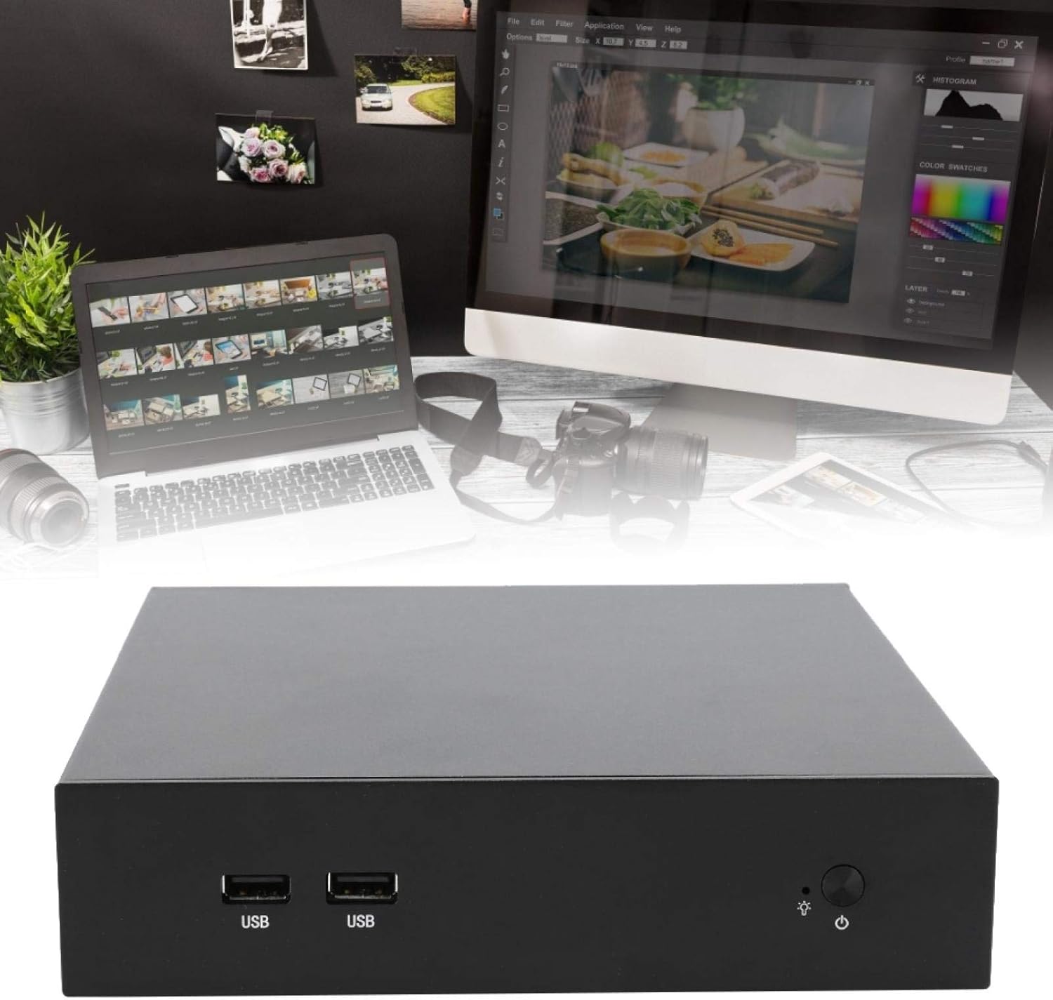 125 Mini-ITX Slim Profile Compact Small Form Factor Computer Case, HTPC Case Home Theater Computer ITX Mini Motherboard Desktop Computer Case T44