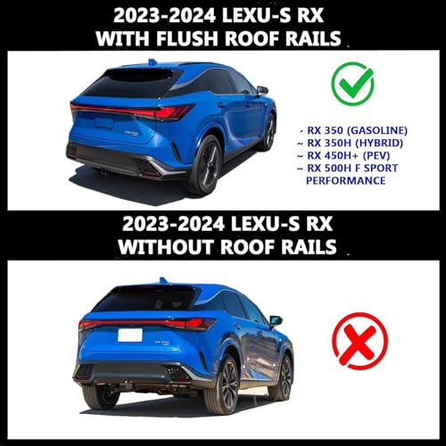 ROKIOTOEX Cheetah Roof Rack Crossbars Fits 2023-2025 RX 350h, 450h+, 500h F Sport Flush Side Rails, High Profile Compatible with Panoramic Sunroof, Lockable Cross Bars Cargo Carrier Silver LR23HP