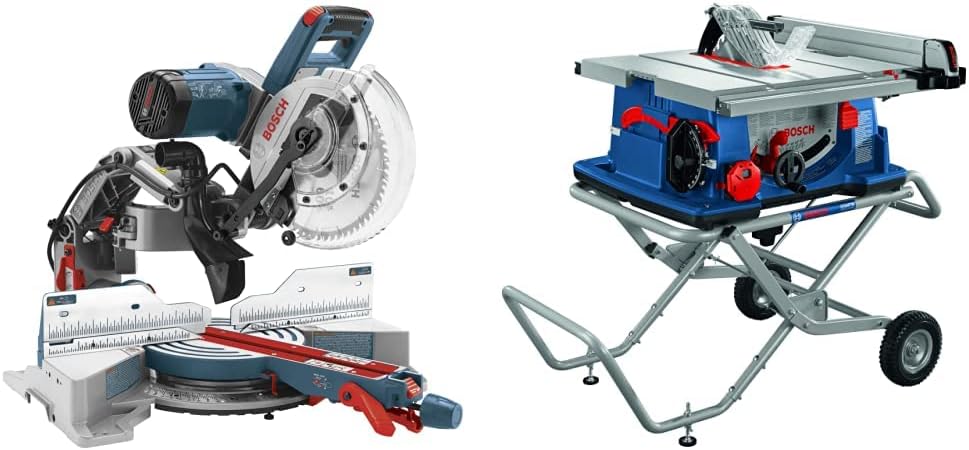 BOSCH CM10GD Compact Miter Saw - 15 Amp Corded 10 Inch Dual-Bevel Sliding Glide Miter Saw with 60-Tooth Carbide Saw Blade, Blue
