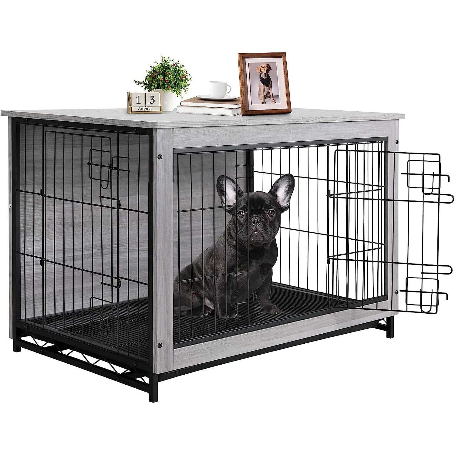 Arlopu Dog Crate Furniture Wooden End Table Indoor Dog Kennel - Pet Supplies online store