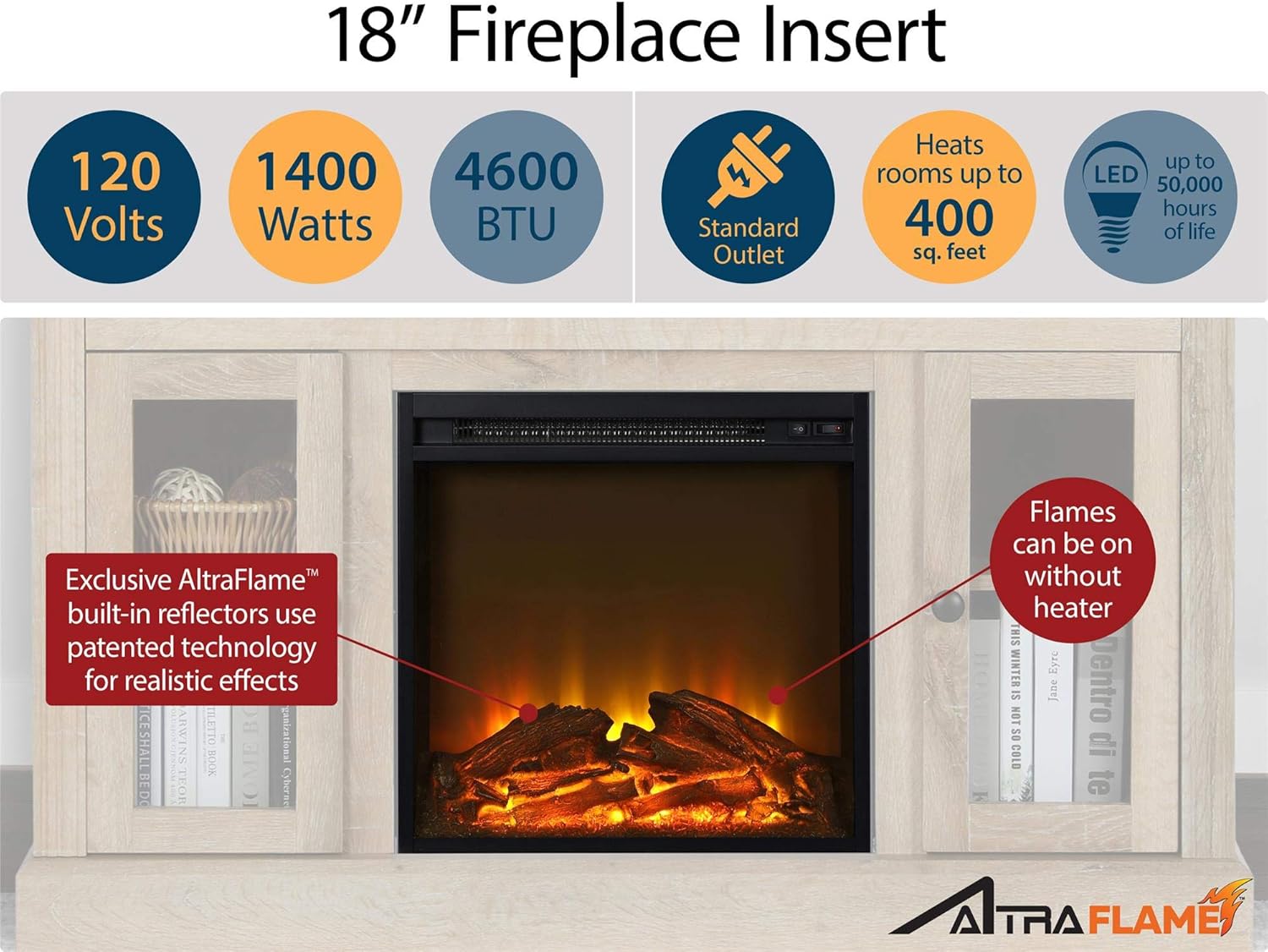 Ameriwood Home Chicago Electric Fireplace TV Console for TVs up to a 50, Espresso,1764096PCOM