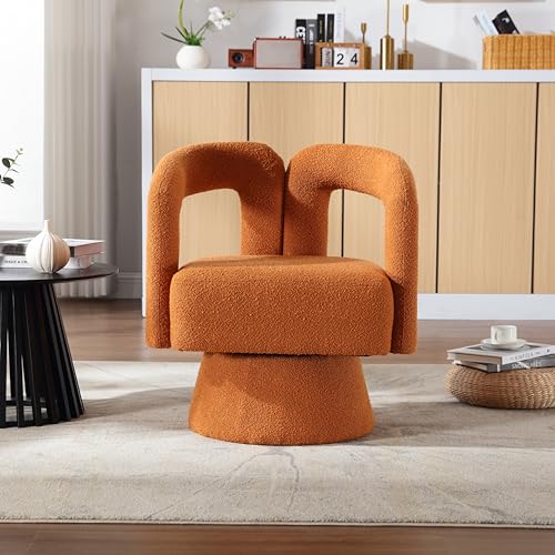 Accent Chair Round Armchairs with Wide Upholstered Modern Reading Seating for Living Room Bedroom Balcony Office Fashionable and Classic Style Rose Red 26.38x21.65x29.13 Inches