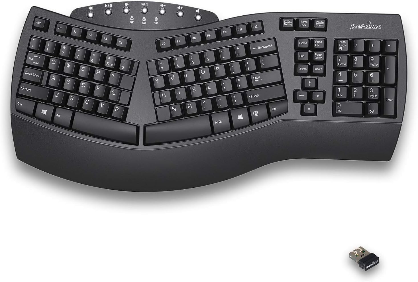 Perixx Periboard-512 Ergonomic Split Keyboard - Natural Ergonomic Design - Black - Bulky Size 19.09"x9.29"x1.73", US English Layout Pack of 2