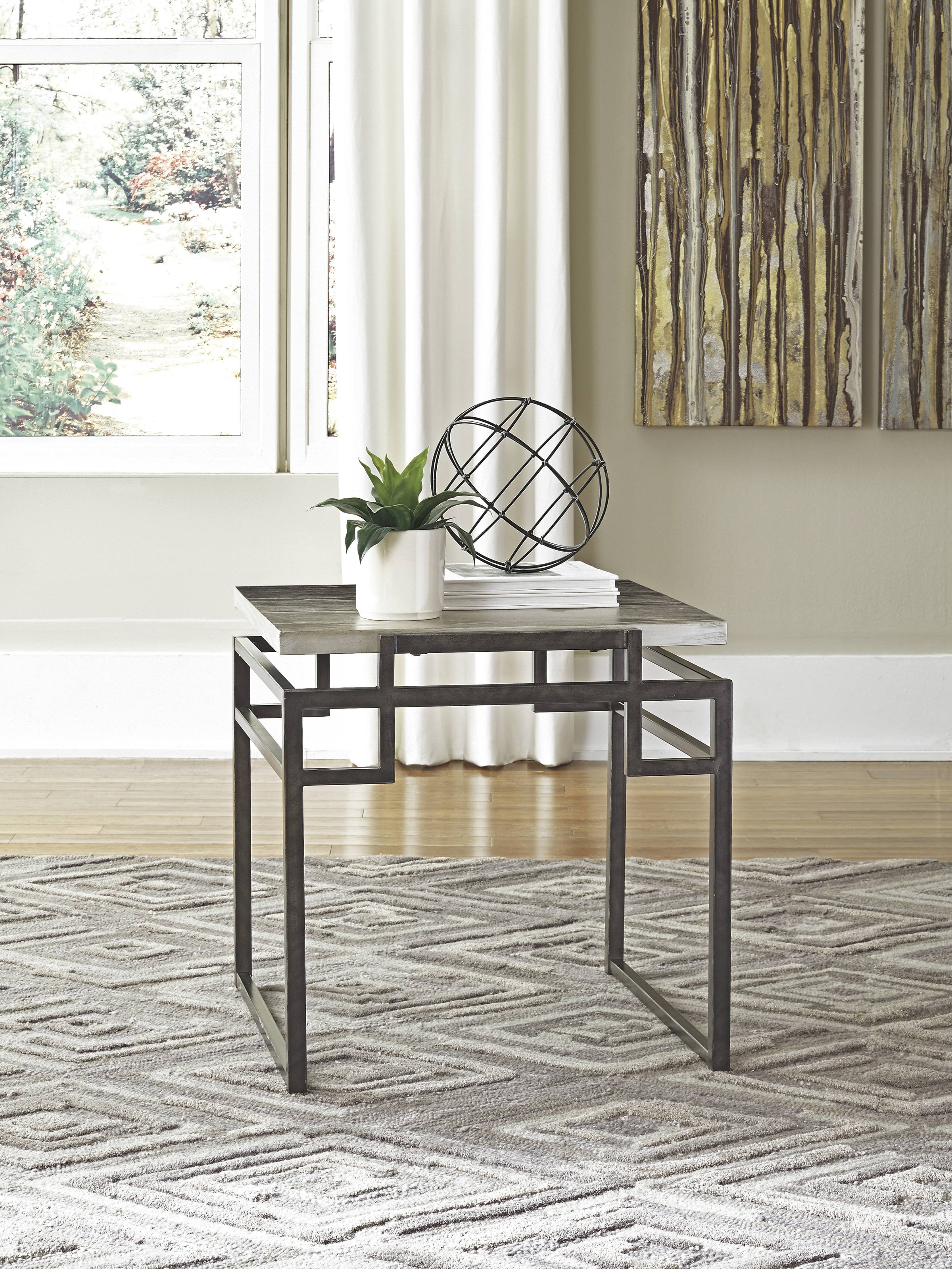 Isman Silver/Black Square End Table by Ashley