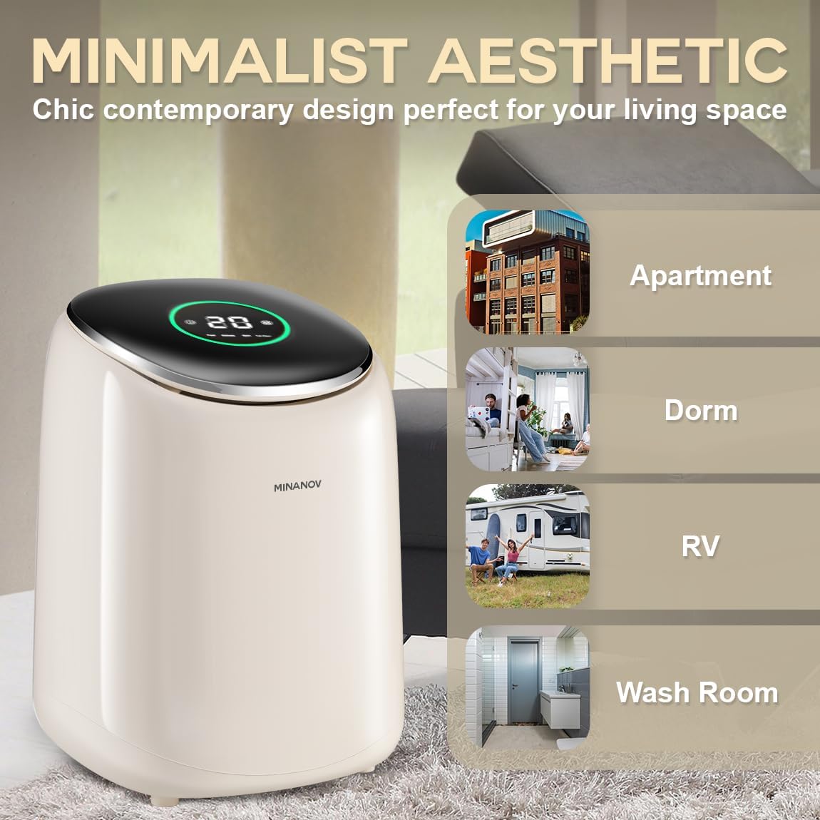 Countertop Washing Machine - Mini Portable Washing Machine Compact Size 2 in 1 Washer and Spin Dryer With Digital Touch Display - Fully Automatic Washing Machine for Dorm, RV, Apartment