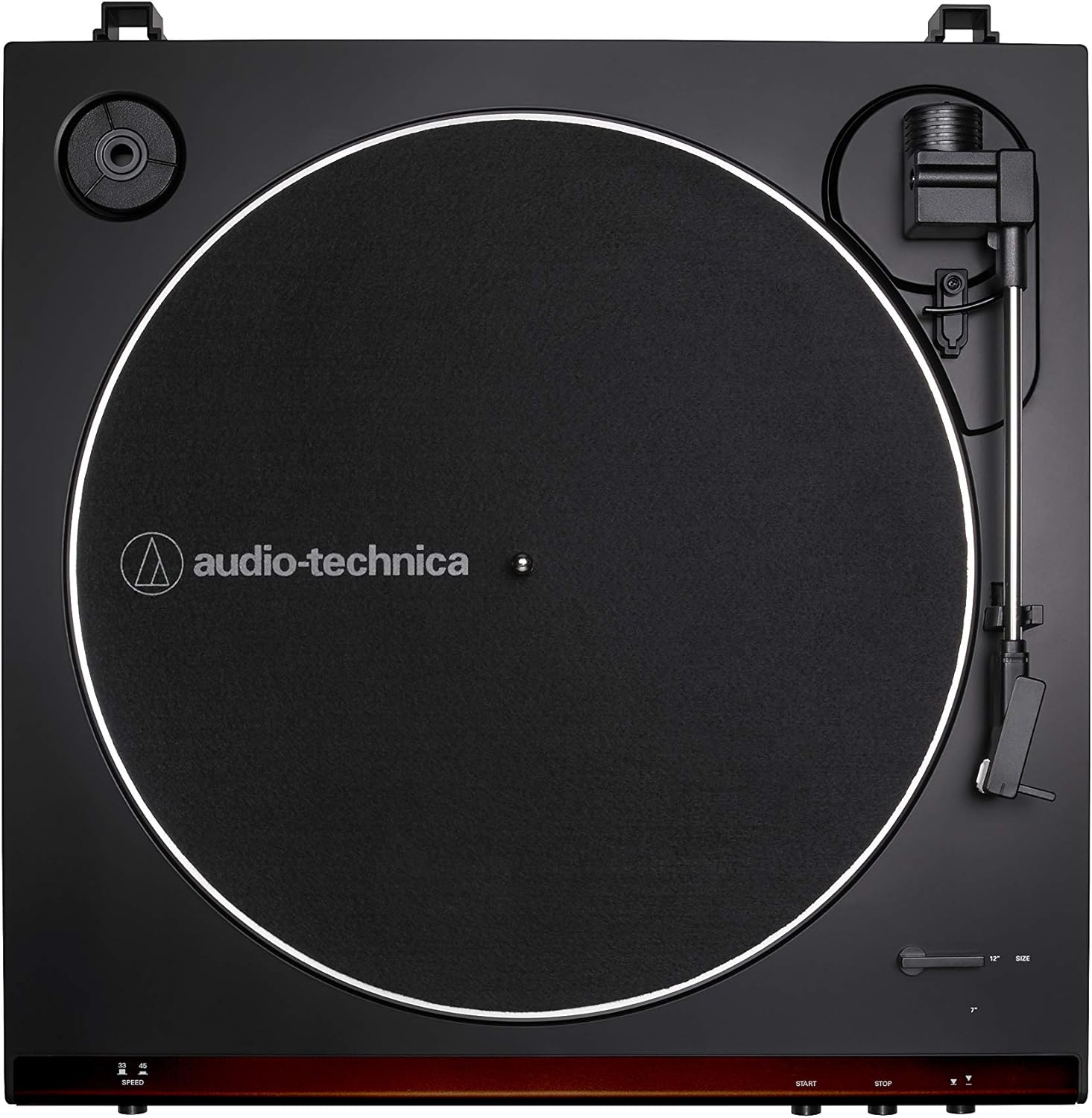 Audio-Technica At-LP60X-BW Fully Automatic Belt-Drive Stereo Turntable, Hi-Fi, 2 Speed, Dust Cover, Anti-Resonance, Die-Cast Aluminum Platter Brown
