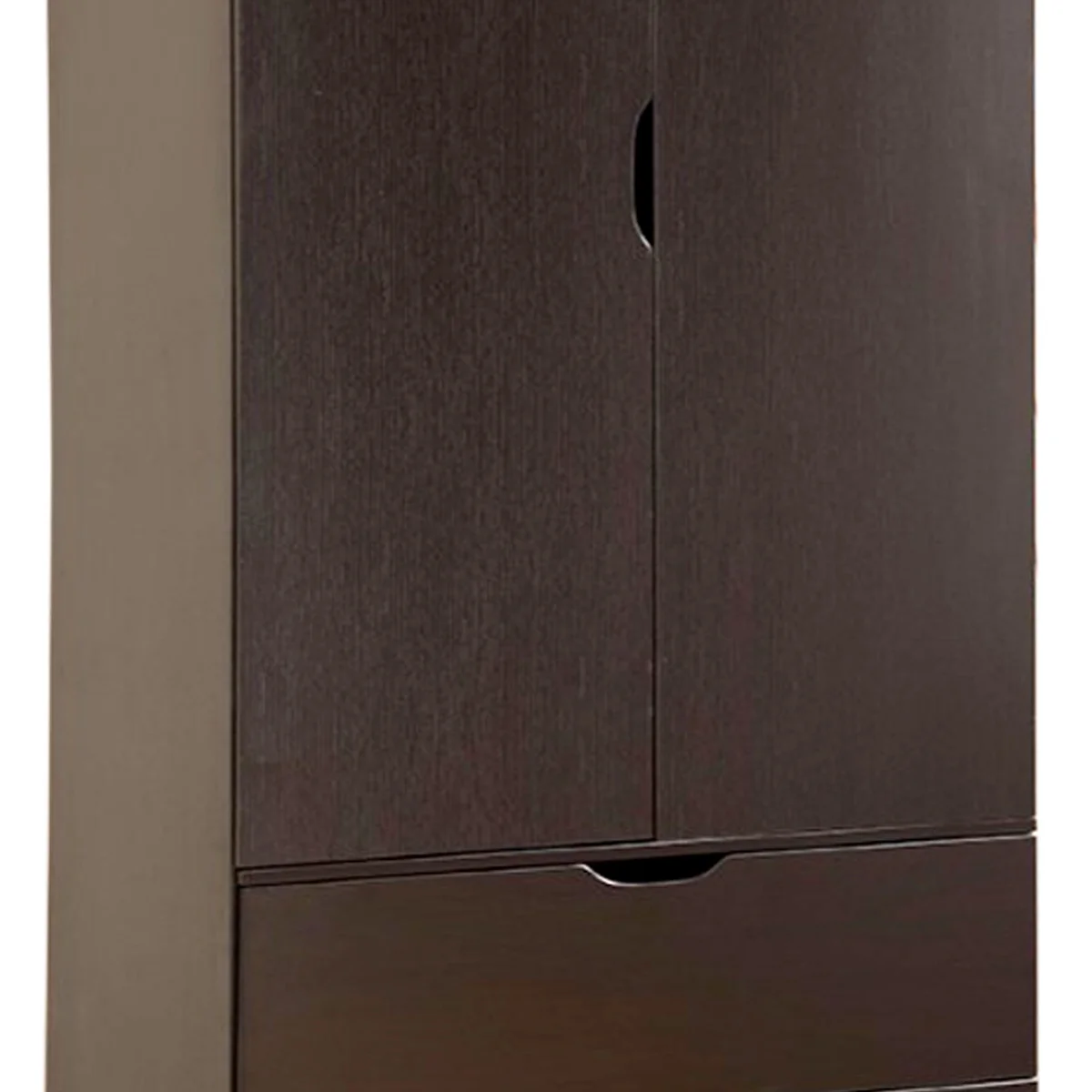 2 Door Wooden Wardrobe with Bottom Drawers Red Cocoa Brown- Saltoro Sherpi