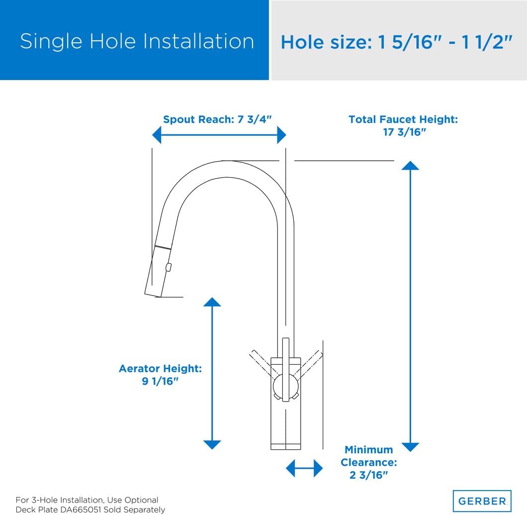 Danze D454058 Modern Parma Cafe Pull-Down Kitchen Faucet with Snapback Retraction, Chrome