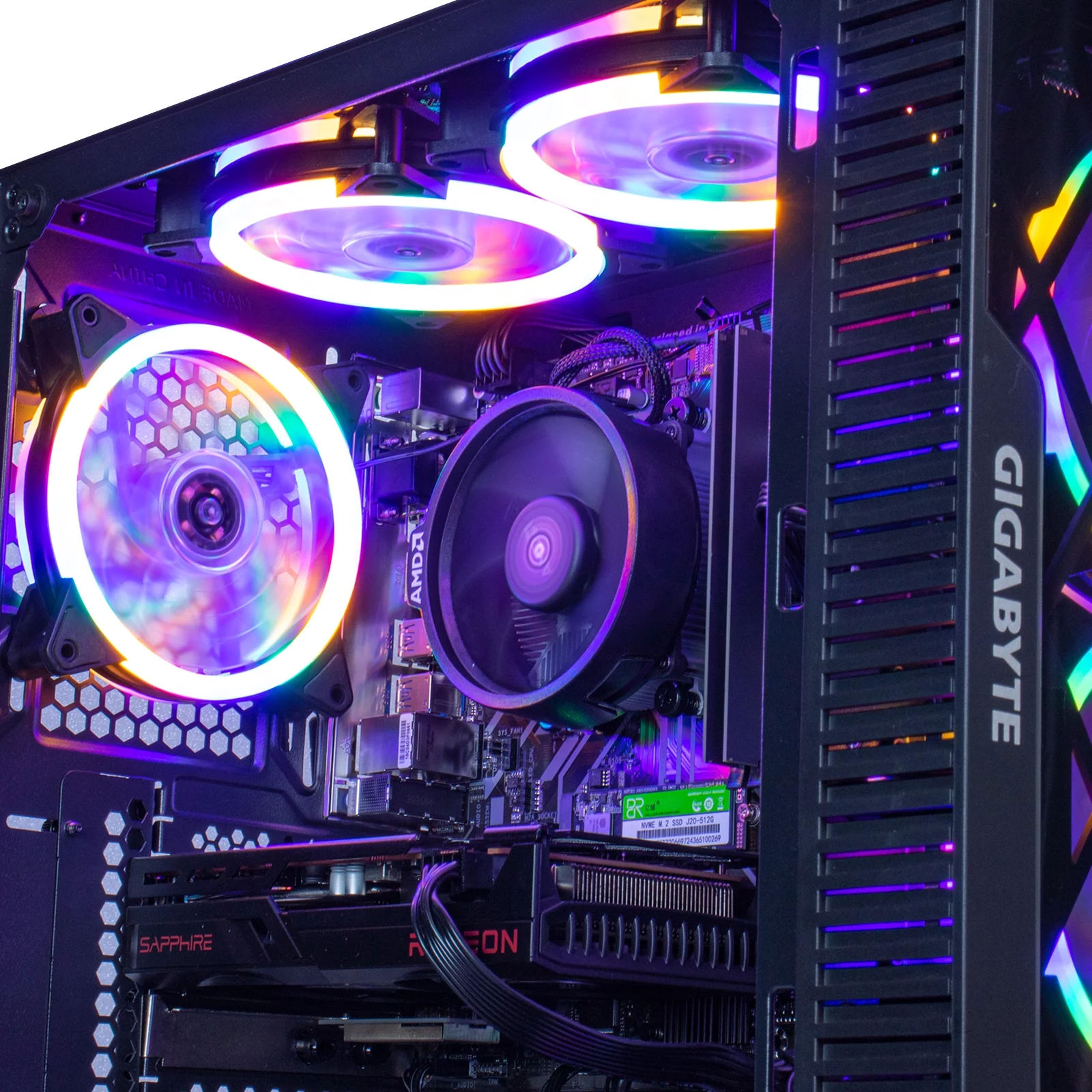 MXZ Gaming PC Desktop Computer, AMD Ryzen 5 4500 3.6GHz, RX6600,16GB DDR4, 500GB NVME SSD, 6RGB Fans, Win 11 Ready, Gamer Desktop Computer