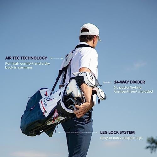 Big Max Dri Lite Hybrid Plus Golf Bag - Lightweight Golf Cart Bag with Enhanced Storage, Value Organizer, Waterproof Pockets, Sturdy Leg Locks, Extra Pocket - Golf Push Cart Compatible