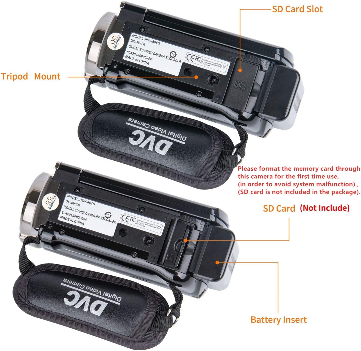 Video Camera Camcorder Digital Camera Recorder kicteck Full HD 1080P 15FPS 24MP 3.0 Inch 270 Degree Rotation LCD 16X Zoom Camcorder with 2 Batteries(604s) Pack of 2