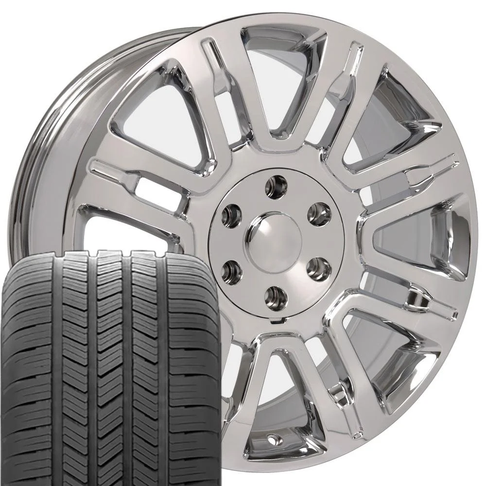 20x8.5 inch Chrome 3788 Wheels & 275/55R20 Goodyear Tires Fits Ford Trucks - Expedition Style Rims